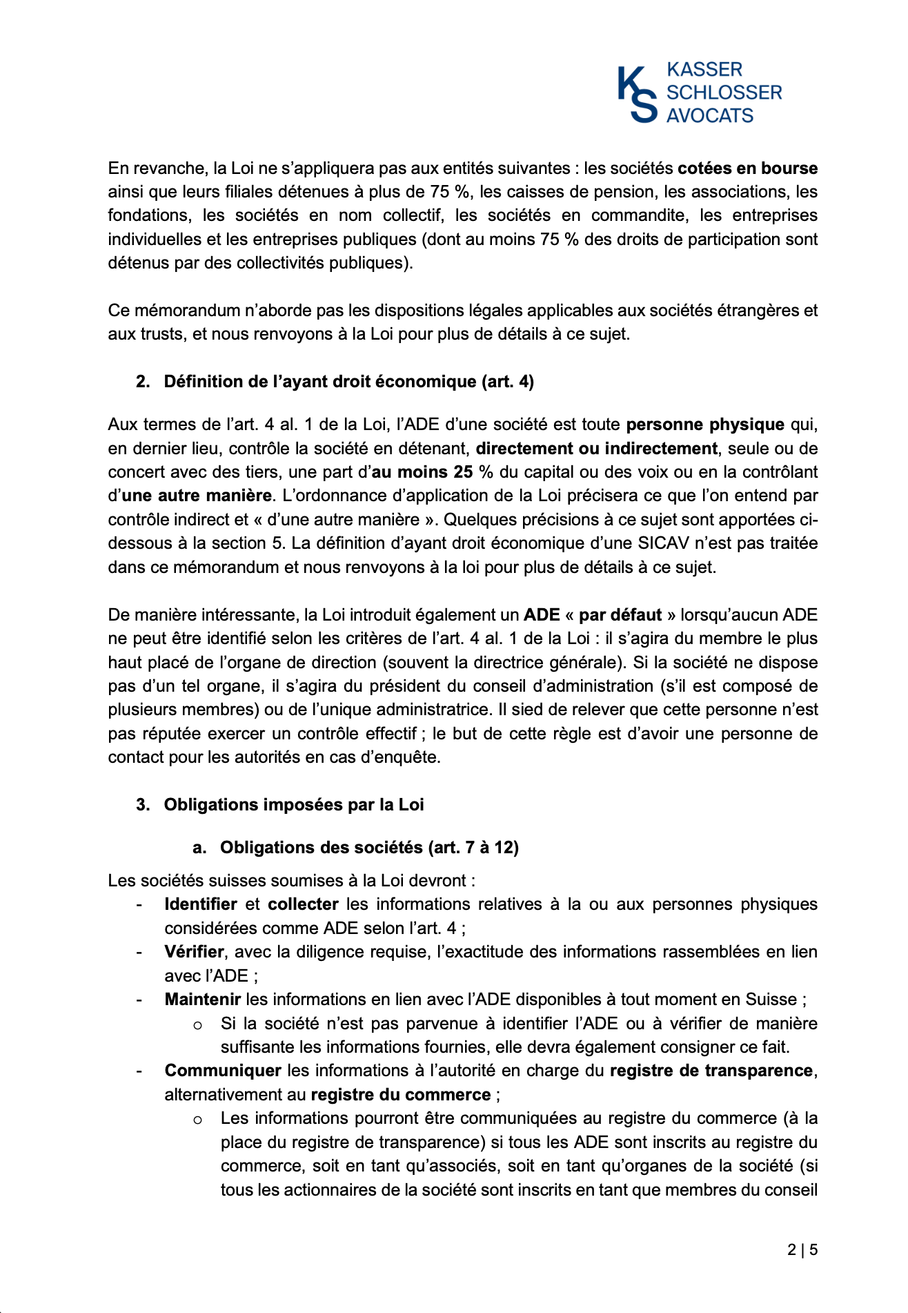 Nouvelle loi sur la transparence des personnes morales et l’identification des ayants droit économiques : Nouvelles obligations et champ d’application