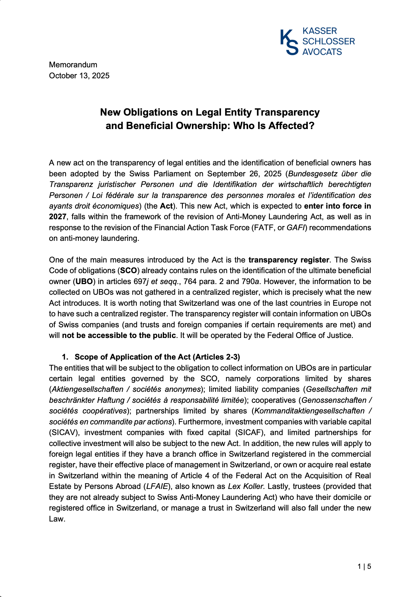 New Obligations on Legal Entity Transparency and Beneficial Ownership: Who Is Affected?